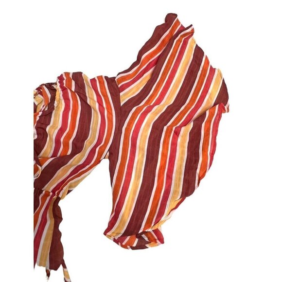 Style Rack Romper Size M Colorful Striped Cover Up Flutter Bell 3/4 Tassel NWT - Picture 13 of 15